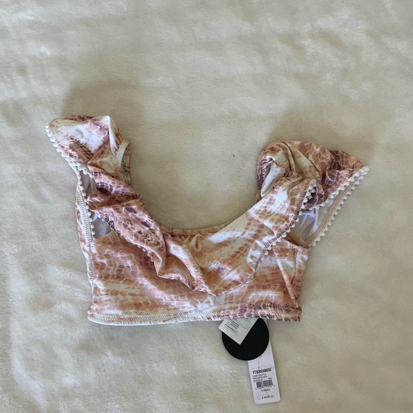 Amuse Society Lunah Tie-Dye Pink and White Swim Crop Top
